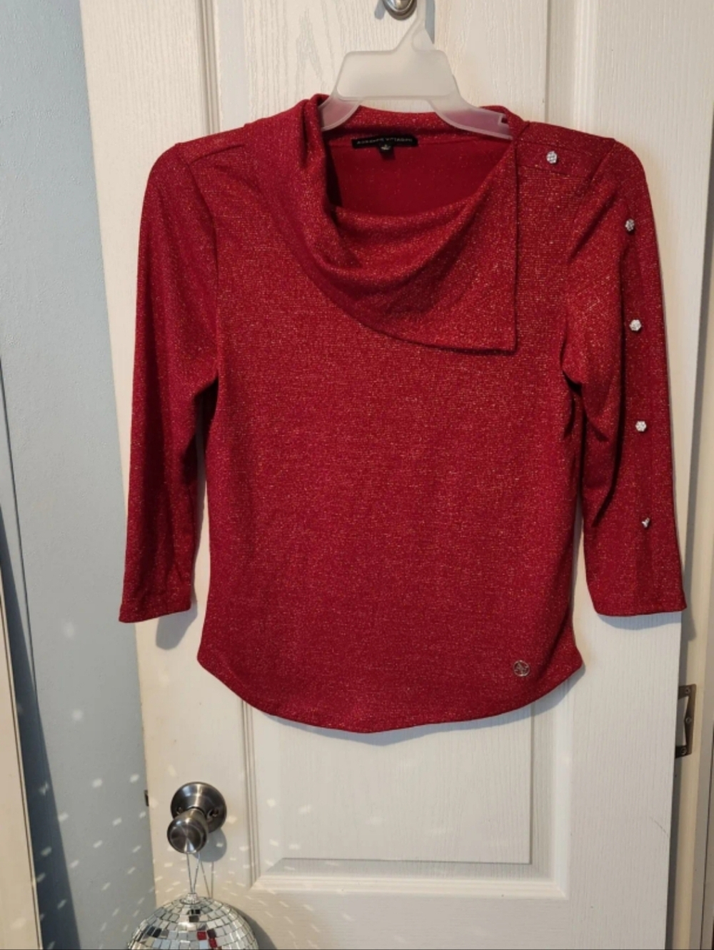 PRELOVED Adrienne Vittadin SIZE SMALL Red Shimmer BLOUSE